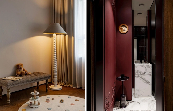 Лепнина и красные акценты: квартира 84 м² в Минске