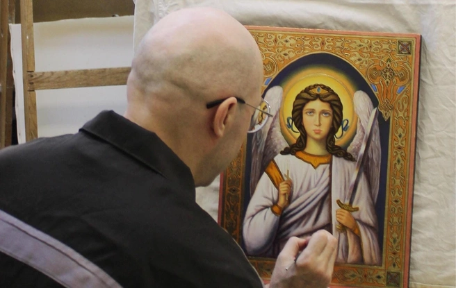 Заключенный из «Черного дельфина» написал икону «Ангел-хранитель» | Источник: пресс-служба УФСИН России по Оренбургской области