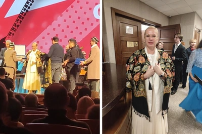 Анне Терешковой вручили узбекский платок и тарелку