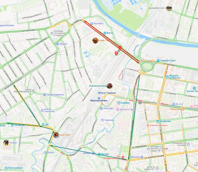 Перекрытый участок и возможная схема объезда | Источник: yandex.ru/maps