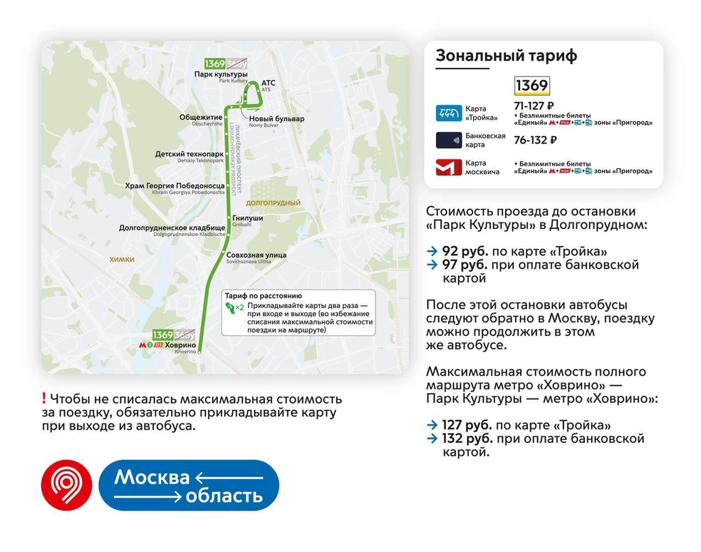 Путь маршрута 1369 | Источник: Дептранс Москвы / T.me