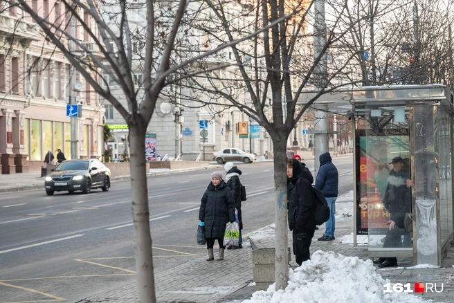 Остановка&nbsp;— место наибольшего скопления людей в это время | Источник: Евгений Вдовин / 161.RU