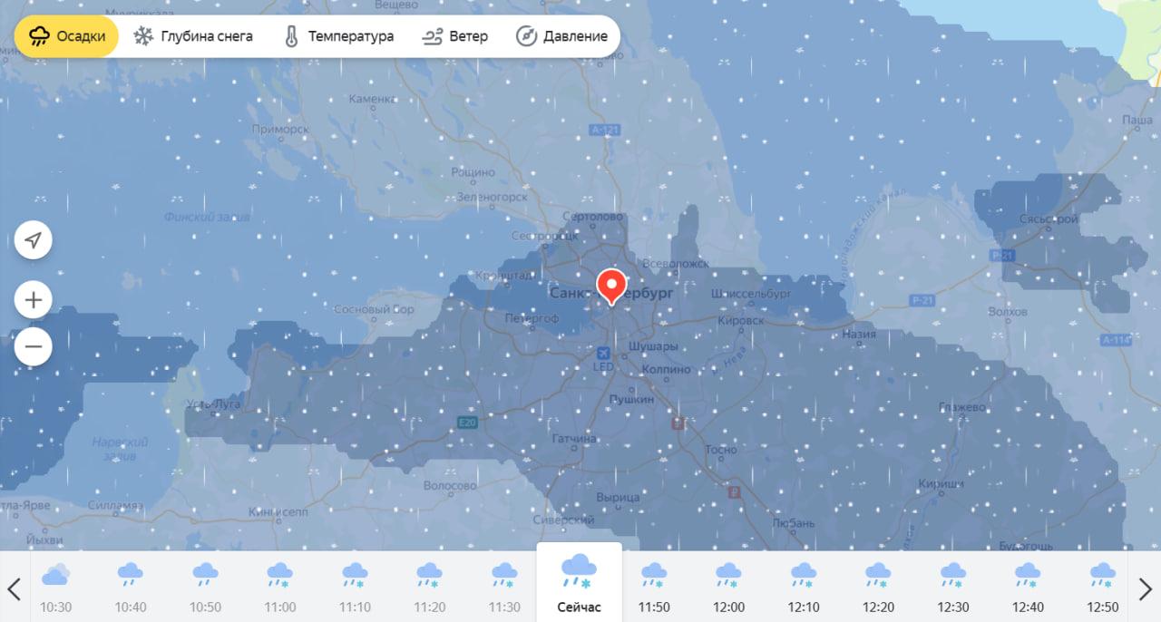 «Квитерия» пришла. К ночи в Петербурге станет теплее, и снег превратится в дождь