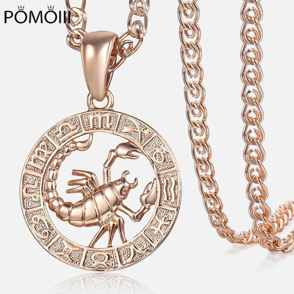 Женское ожерелье-кулон из розового золота «Знаки зодиака»