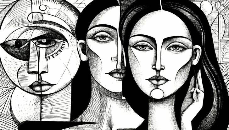 Стилизация под черно-белый графический кубизм | Источник: Шедеврум