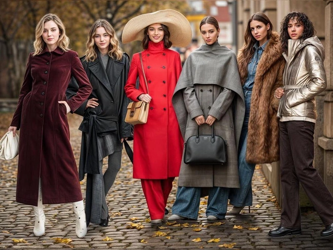 На фотографии представлены разнообразные модели верхней одежды, напоминающие гардеробы разных лет. | Источник: Полина Авдошина / Городские медиа