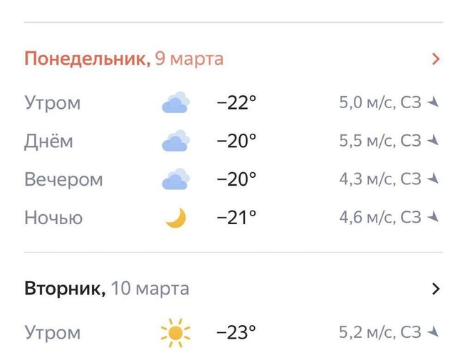Погода будет морозной и солнечной | Источник: «Яндекс Погода»