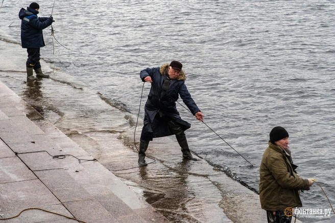 Охотятся на таких рыб в среднем по пять часов | Источник: Михаил Огнев / FONTANKA.RU