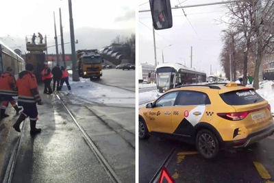 Трамваи встали в пробку из-за обрыва провода в Москве