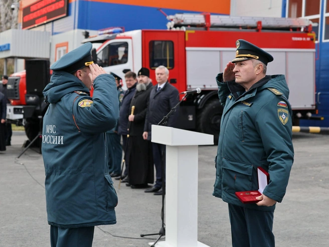 В церемонии открытия участвовал глава МЧС России | Источник: Андрей Травников / Telegram