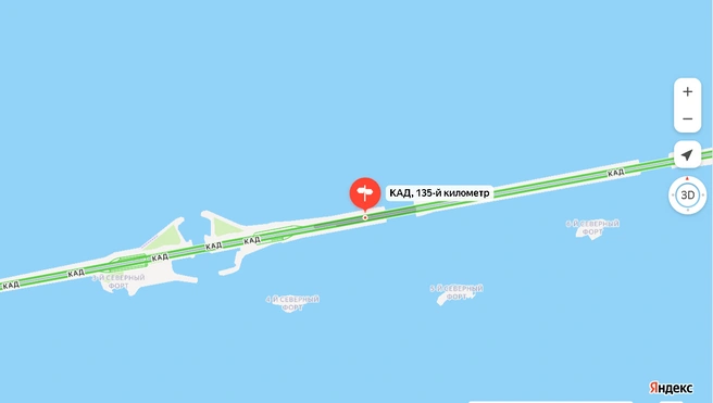 На дамбе Петербурга на две недели ограничат движение | Источник: «Яндекс.Карты»