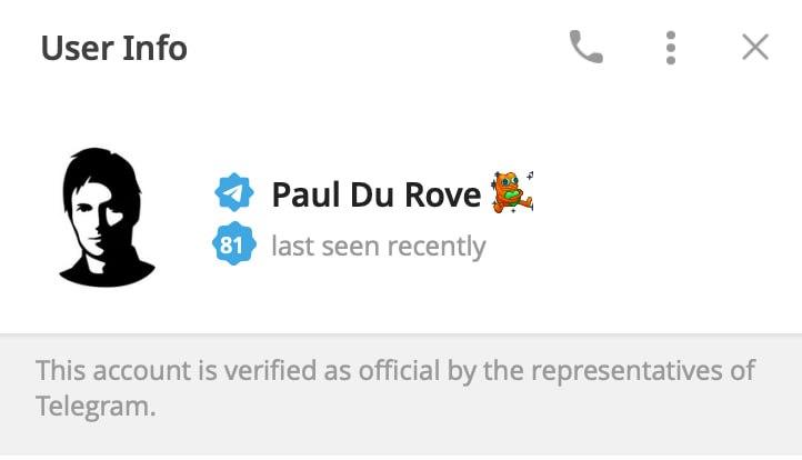 В Telegram появилась верификация личных аккаунтов. Угадайте, кто получил новый значок первым
