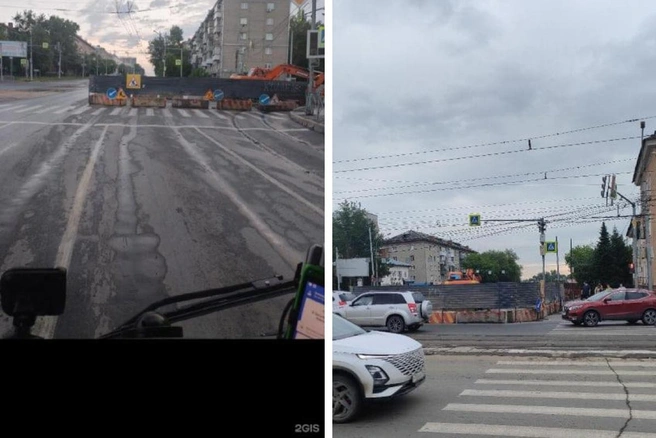 Для проезда по перекрёстку оставили одну полосу | Источник: Владислав Жариков, Ольга Паутова / 2GIS