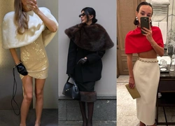 Этой зимой мы носим укороченные кейпы со всем: на платьях, пальто и даже на голое тело