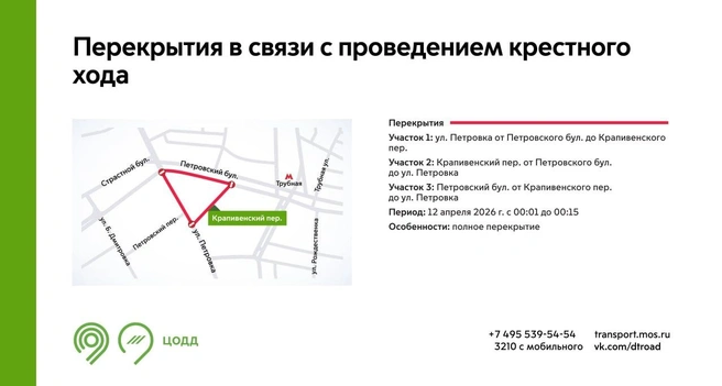 Какие ограничения будут действовать в центре во время Пасхи | Источник: Дептранс. Оперативно / T.me