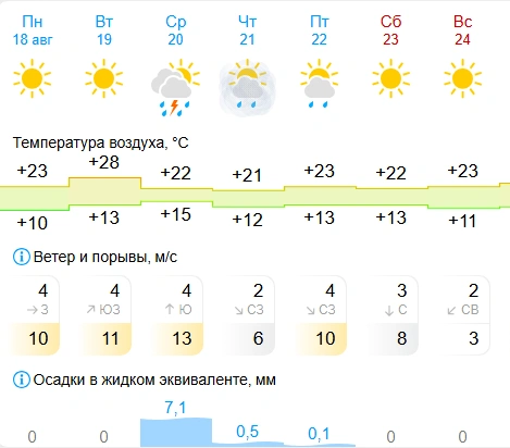 Солнца в прогнозе «Гисметео» больше чем у «Яндекса» | Источник: gismeteo.ru