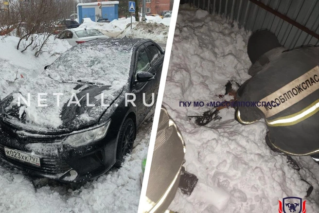 В одном из городов на мужчину обрушилась лавина во время чистки снега | Источник: Инфопортал Зеленограда / T.me, ГКУ МО «Мособлпожспас» / T.me