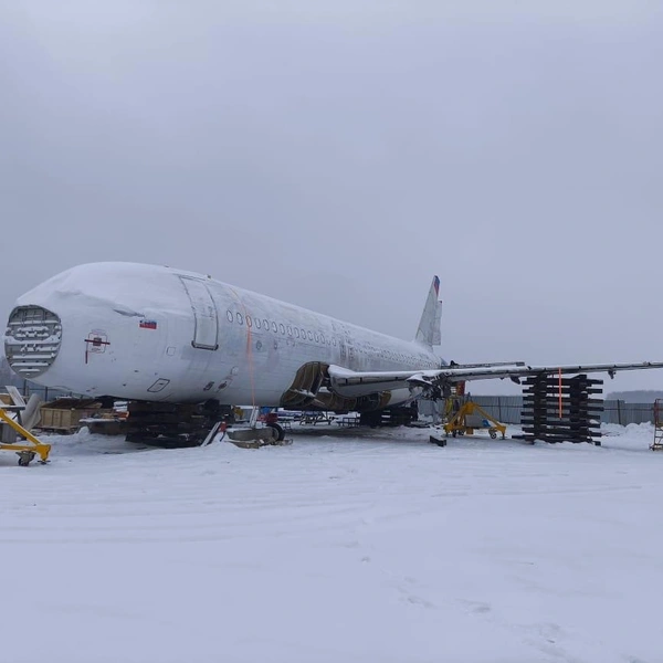 Приземлился лайнер в поле 12 сентября 2023 года | Источник: UralAirlines_Official / Telegram