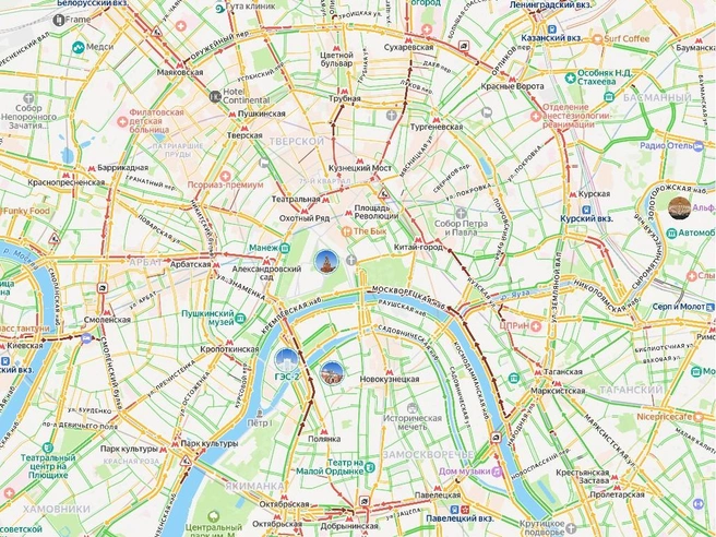 Пробки в Москве — 6 баллов | Источник: Яндекс Карты