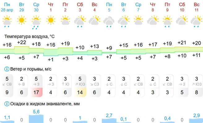 Дождь обещают только в субботу | Источник: gismeteo.ru