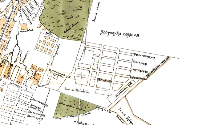 Северные границы Уфы в 1911 году. Восточная Слобода — современная улица Зорге | Источник: etomesto.ru