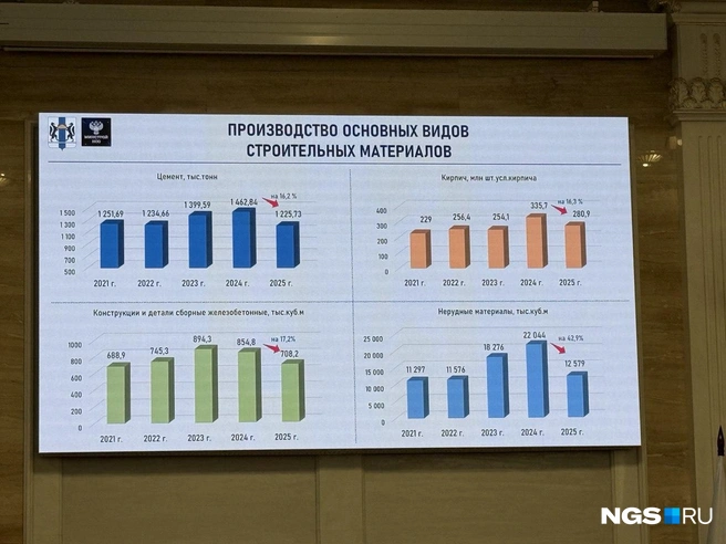 Зафиксировало министерство снижение производства строительных материалов до уровня 2021 года | Источник: Елизавета Горячева / NGS.RU
