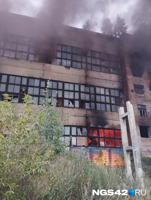 В окне первого этажа виднеются всполохи пламени | Источник: читатель NGS42.RU