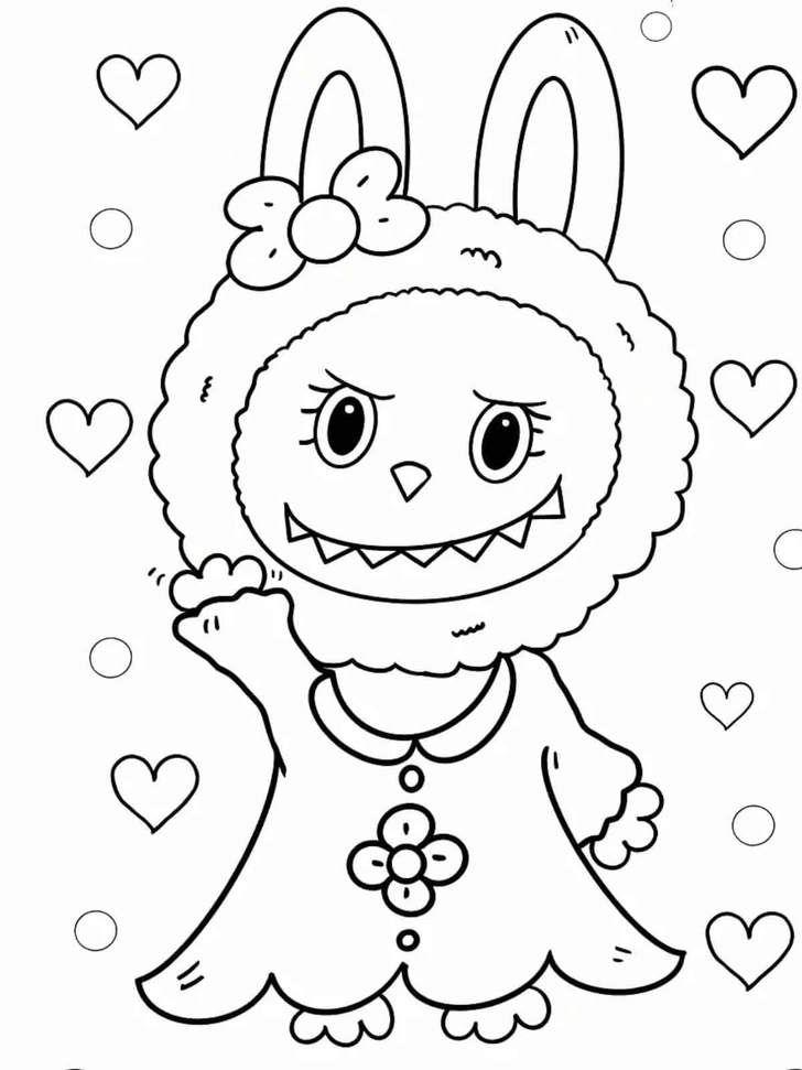 Красивая лабубу с одеждой: раскраска | Источник: coloringpagesforkids.net