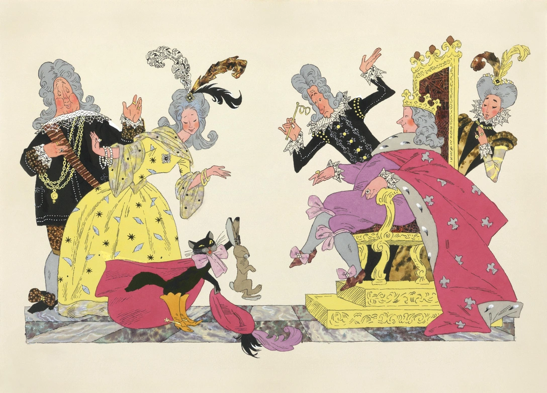Эрик Булатов, Олег Васильев. Рисунок для книги Шарля Перро «Кот в сапогах», 1971. Бумага, тушь, гуашь, акварель. Предоставлено Эриком Булатовым. | Источник: архивы пресс-служб