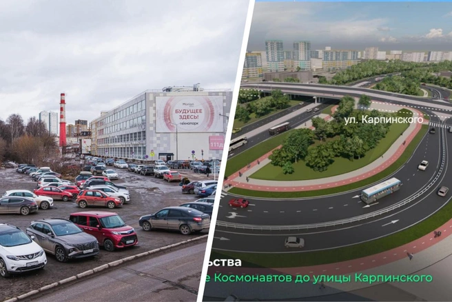 Обновленный участок дороги будет проходит рядом с «Морионом» | Источник: Тимофей Калмаков / 59.RU, Дмитрий Махонин / Telegram
