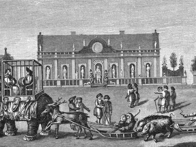 Шутовская свадьба у «Ледяного дома», 1740 год | Источник: «Исторические очерки и рассказы», 1911 год