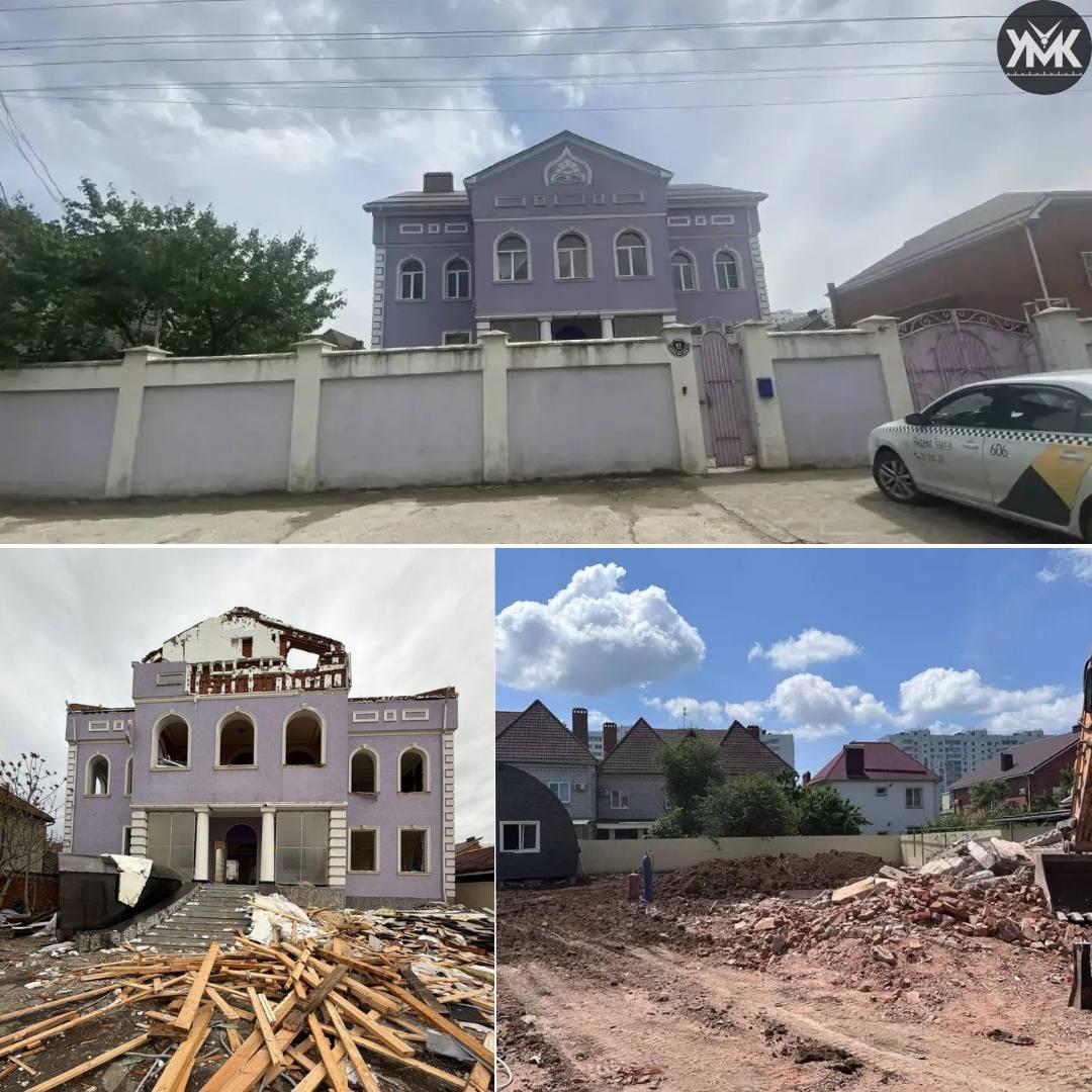 В Музыкальном микрорайоне Краснодара снесли четырехэтажный особняк