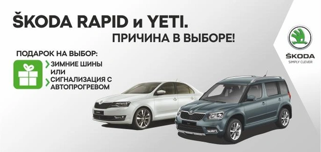 В «Медведь-Восток» при покупке Skoda Rapid и Yeti можно выбрать подарок: шины или сигнализация | ngs24.ru