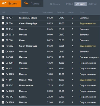 Отправка&nbsp;— тоже | Источник: сайт аэропорта Большое Савино