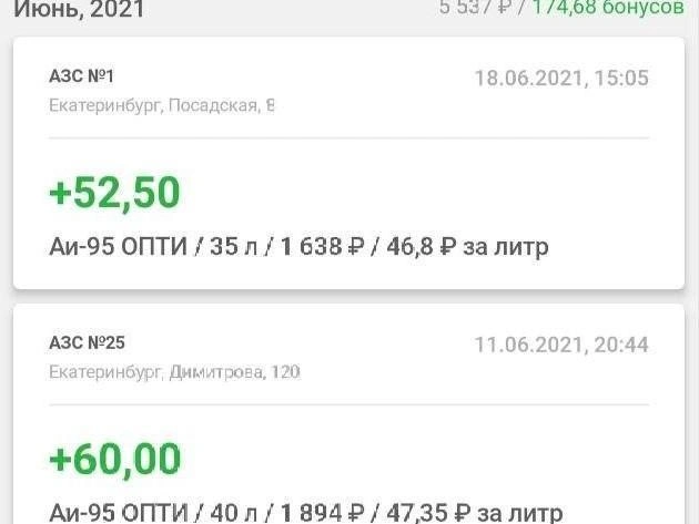 Цены на бензин в июне 2021 года | Источник: читательница E1.RU Екатерина