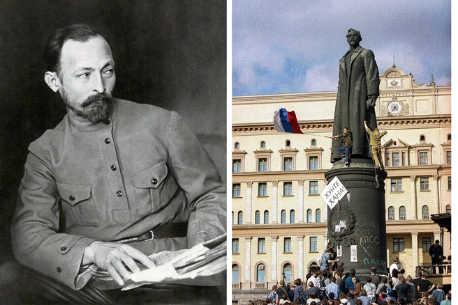 Памятник руководителю ВЧК простоял в центре Москвы 33 года | Источник: Архив РИА Новости; Александр Земляниченко / AP