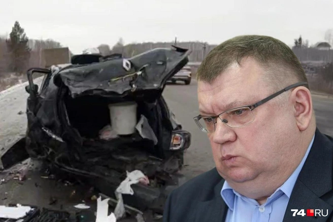 Сергей Мануйлов учинил аварию на трассе между Кумкулем и Аргаяшом | Источник: Госавтоинспекция Челябинской области / T.me, Илья Бархатов, Семен Казьмин (коллаж)