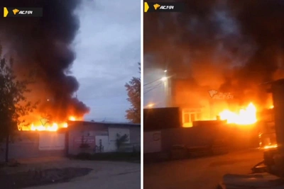 Пожар на складе в Ленинском районе Новосибирска