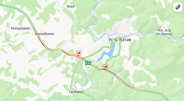 В районе Усть-Катава уже пробка | Источник: пробки-ондайн.рф