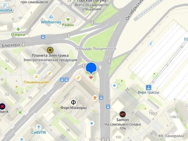 Памятник находится вблизи площади Лыщинского. | Источник: 2ГИС