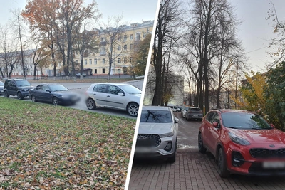 В Ярославле машины заняли тротуары Первомайского бульвара
