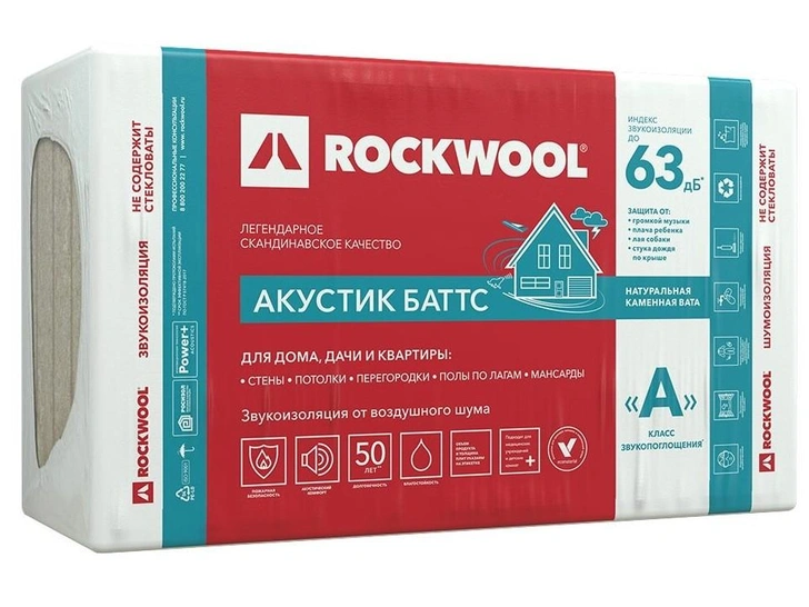 Каменная вата «Акустик Баттс», Rockwool