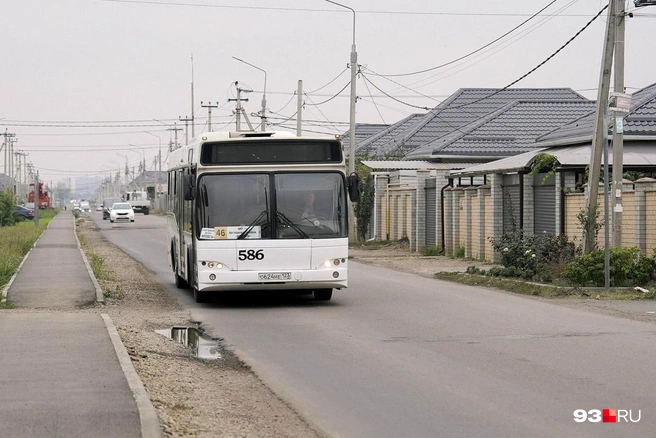 Автобус № 46 должны были перевести на муниципальный контракт в 2026 году, но планы перенесли на 2027-й | Источник: Дарья Паращенко / 93.RU