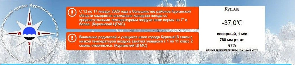 В 09:51 температура опустилась до -37 градусов | Источник: kurganpogoda.ru