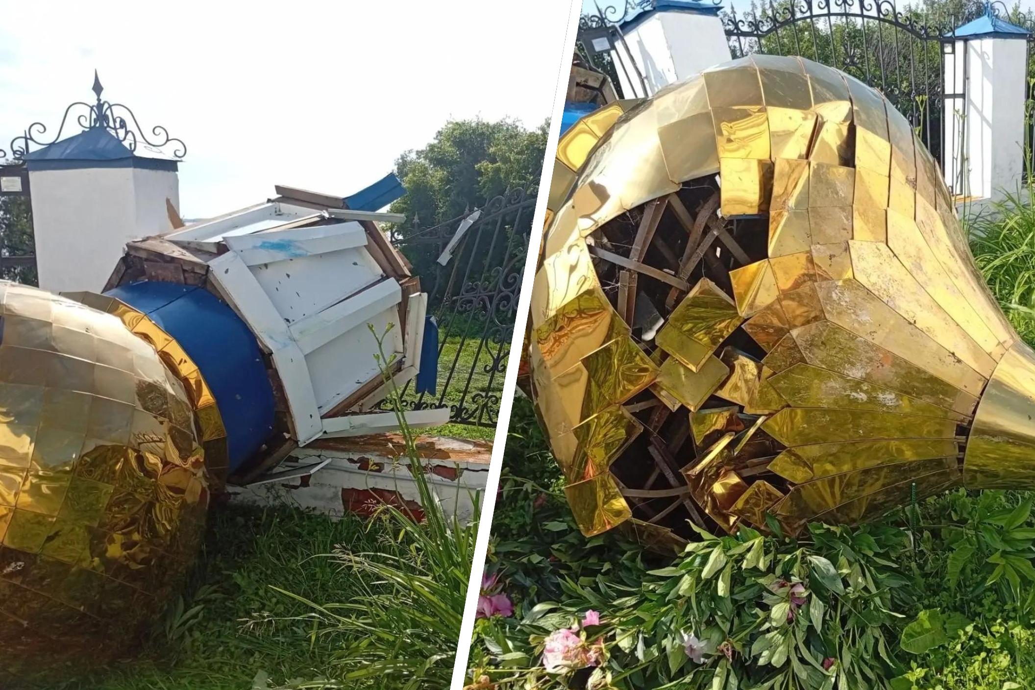Купол храма рухнул во время урагана в Челябинской области