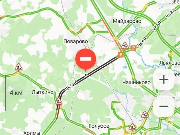 Перекрытие трассы | Источник: Яндекс Карты