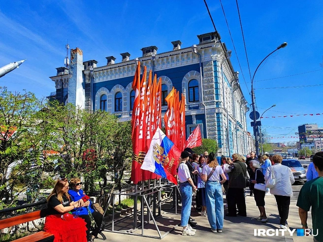 Участников собирали возле Дома офицеров Иркутского гарнизона | Источник: Алина Ринчино / «ИрСити»