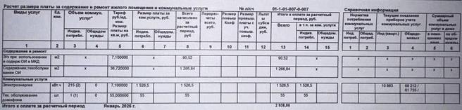 Квитанция за январь | Источник: Дарья Гранкина / 26.RU