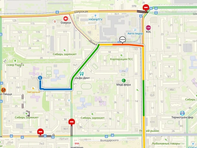 Движение сохранено по единственной улице | Источник: Сервис 2ГИС