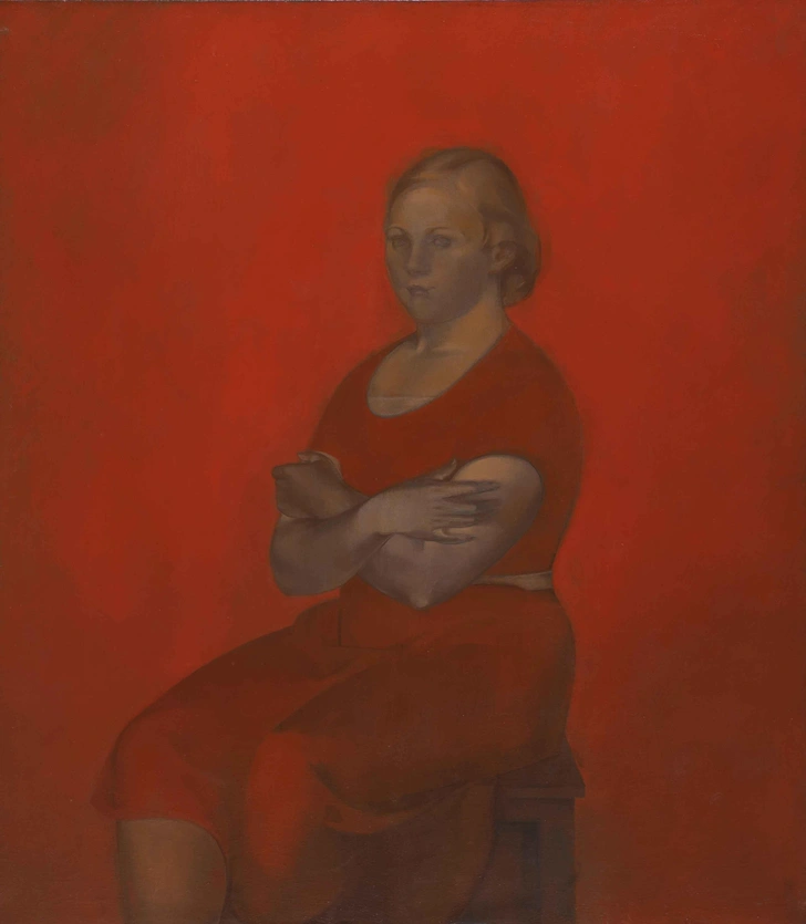 Соломон Никритин. «Портрет девушки в красном». 1935.  | Источник: ГМИ Каракалпакстана им. И. В. Савицкого